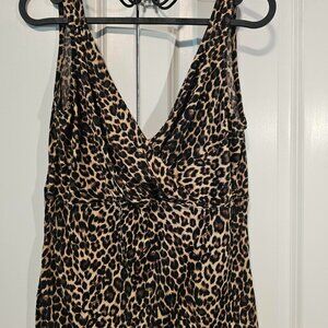 Vintage Style Leopard Print V Cut